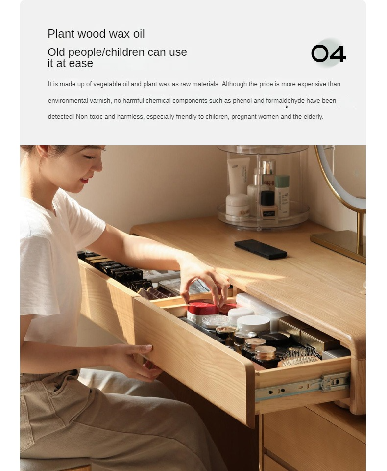 Ash Solid Wood Telescopic Dressing Table-USA