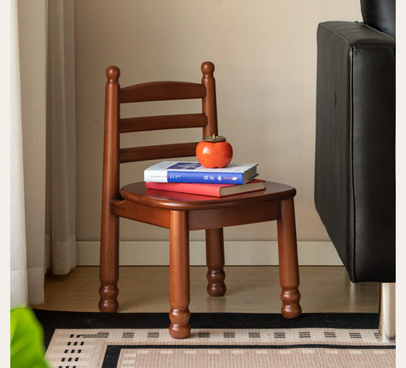 Beech Solid Wood Backrest Chair Medieval Style Soft Padded Chair