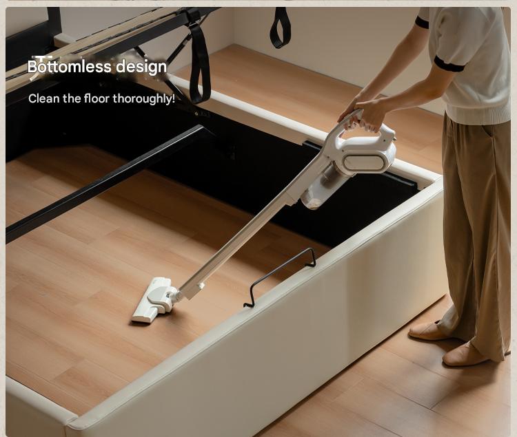 Ecological Cloud Leather French Retro Edge White Box Bed