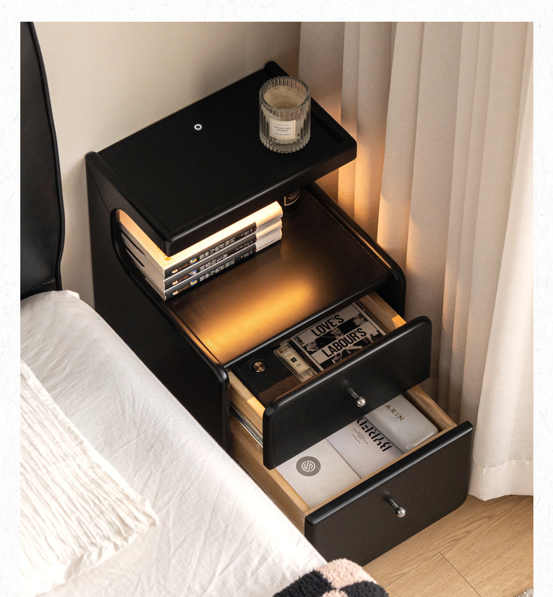 Rubber Solid Wood Multi Functional Nightstand.