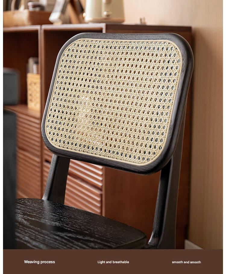 4 pcs Oak Solid Wood Back Rattan Dining Chair