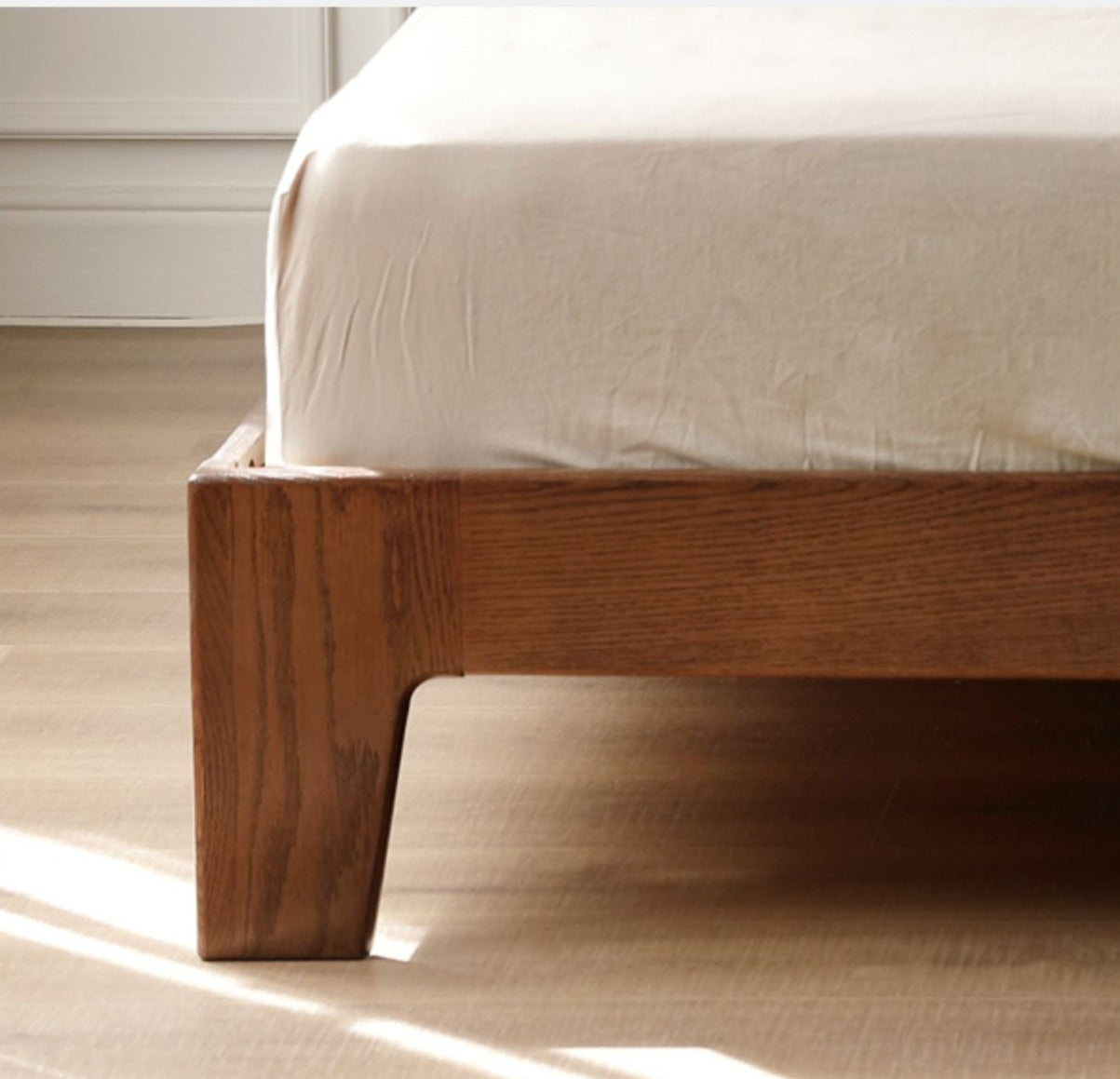 Oak solid wood bed with light walnut-color-USA