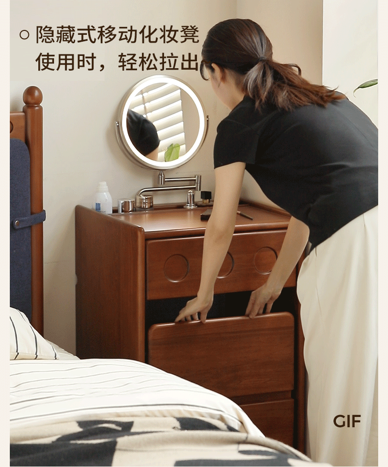 Poplar Solid Wood Classic Vintage Makeup Table