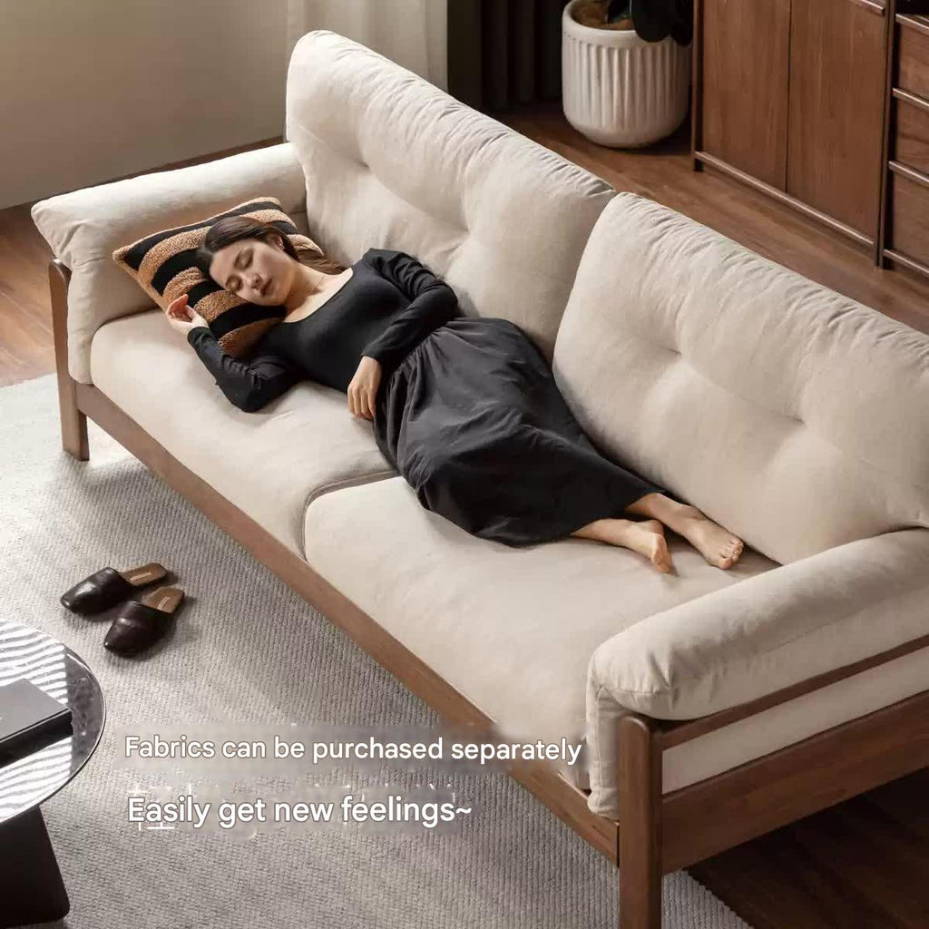 Black Walnut, Ash Solid Wood Modern Sofa