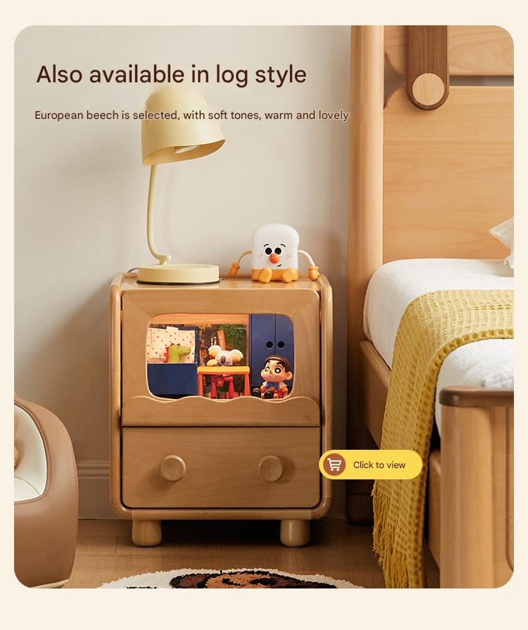 Poplar Solid Wood Children's with Lights Nightstand