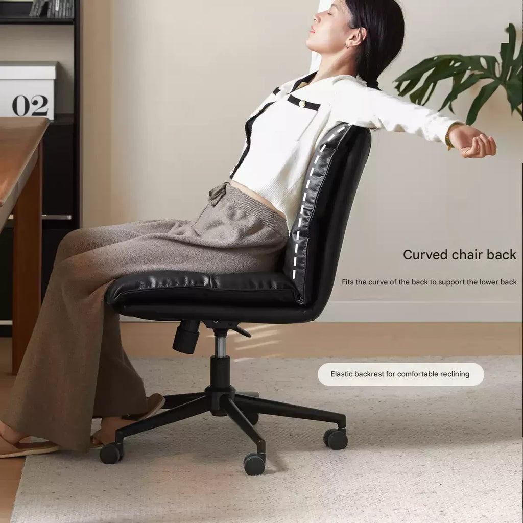 Organic Leather Rotating Modern Back Chair