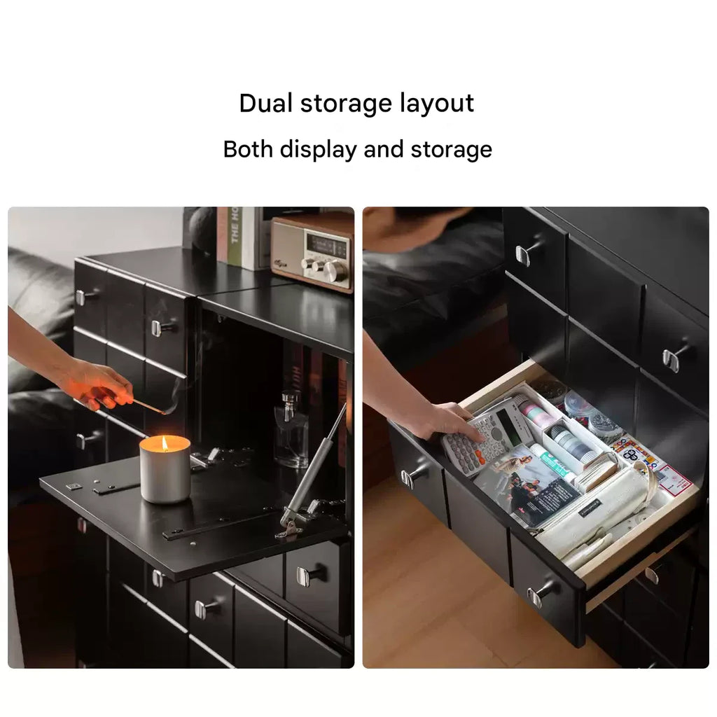 Solid Rubberwood Modern Modular Drawer Cabinet