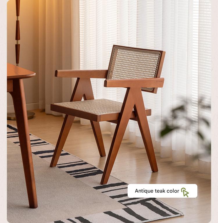 Black Walnut Solid Wood Wabi-Sabi Style Rattan Chair