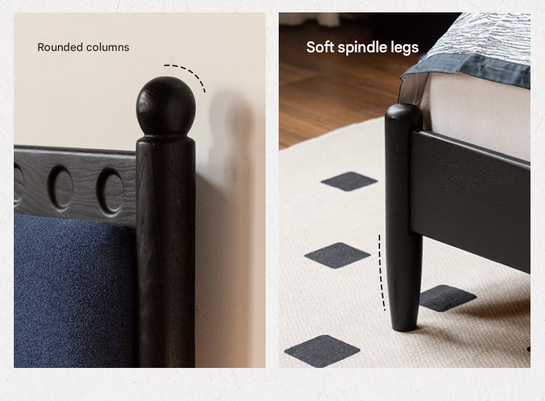 Ash Solid Wood Bauhaus Soft Leaning Antique Style Bed