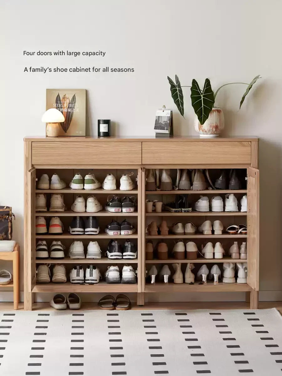 Ash Solid Wood Modern Large Shoe Cabinet