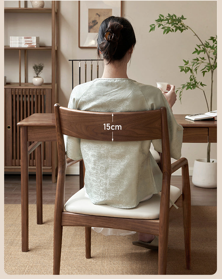 Black Walnut, Oak Solid Wood Retro Soft Pack Dining Chair