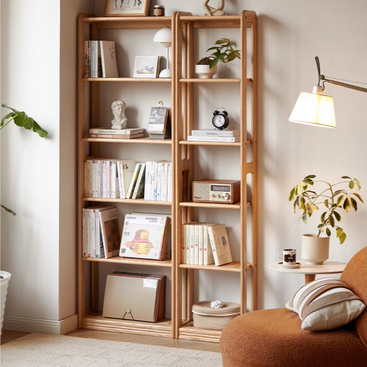 Oak Solid Wood Modern Ultra-Thin Bookshelf