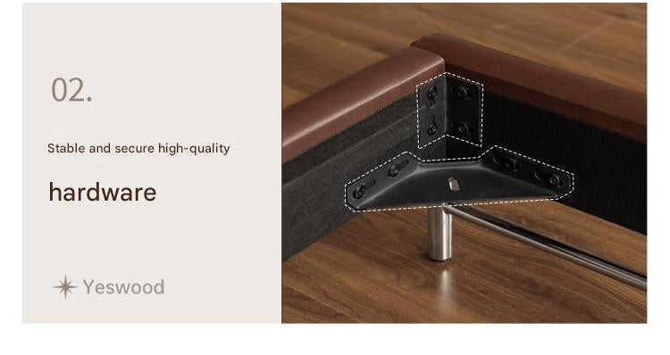 Leather Italian Light Luxury Brown Double Bed