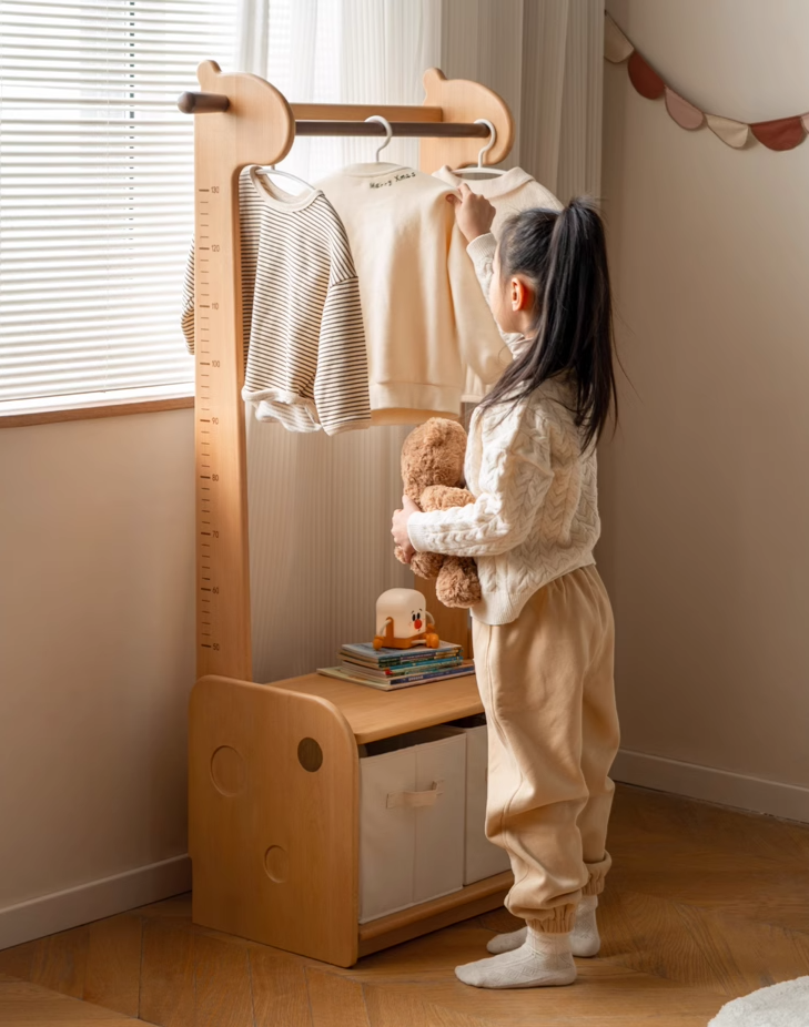 Beech, Solid Rubberwood Children's Coat Rack