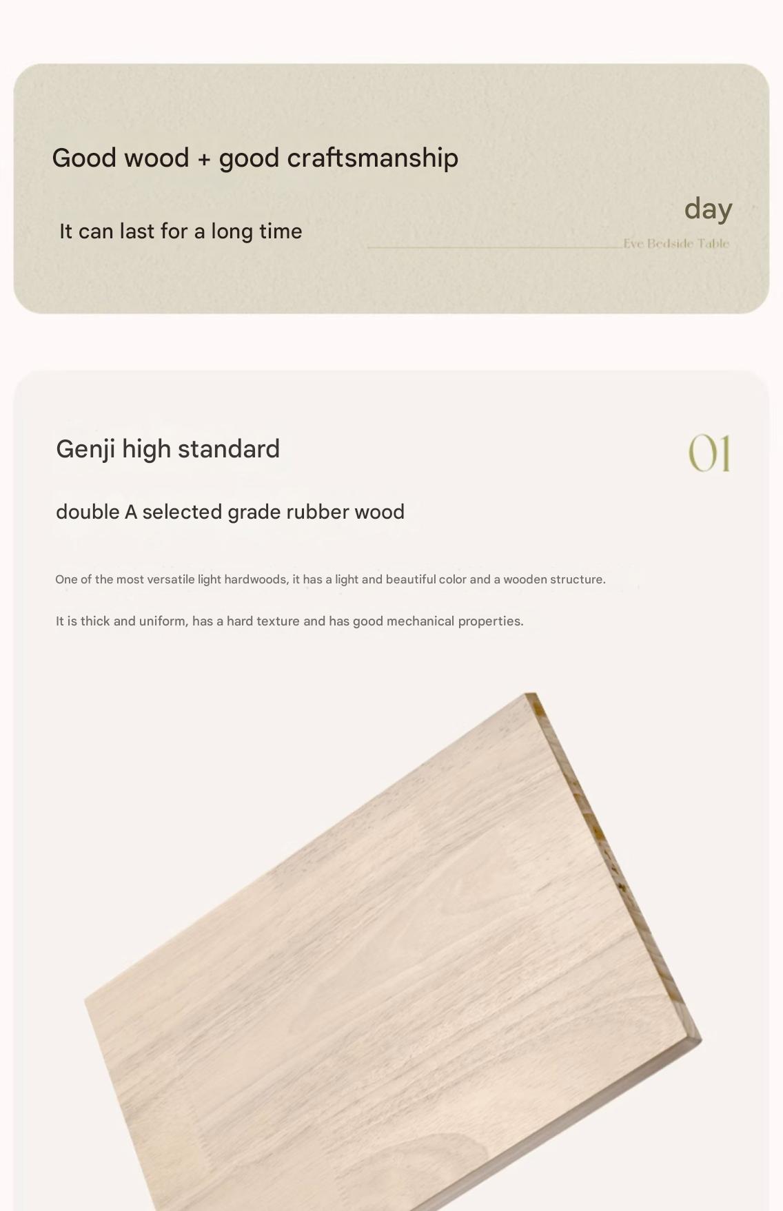 Solid Rubberwood French Cream Nightstand