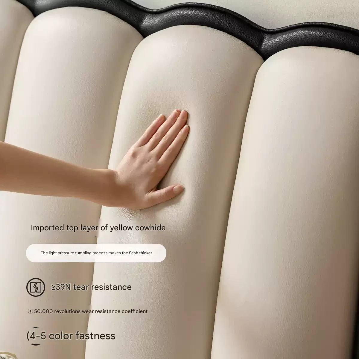 Ash Solid Wood Genuine Leather French Retro Art Bed