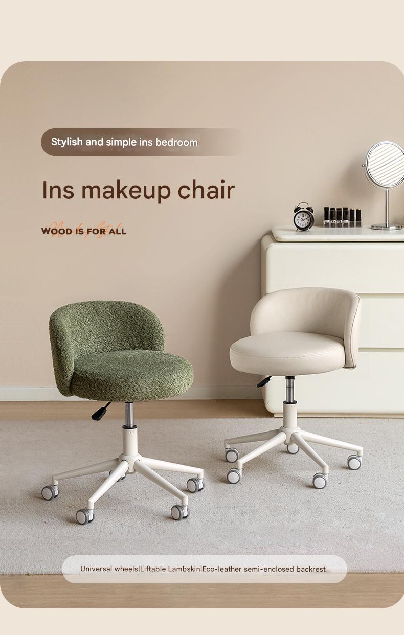 Eco-Leather, Imitation Sheepskin Makeup Stool