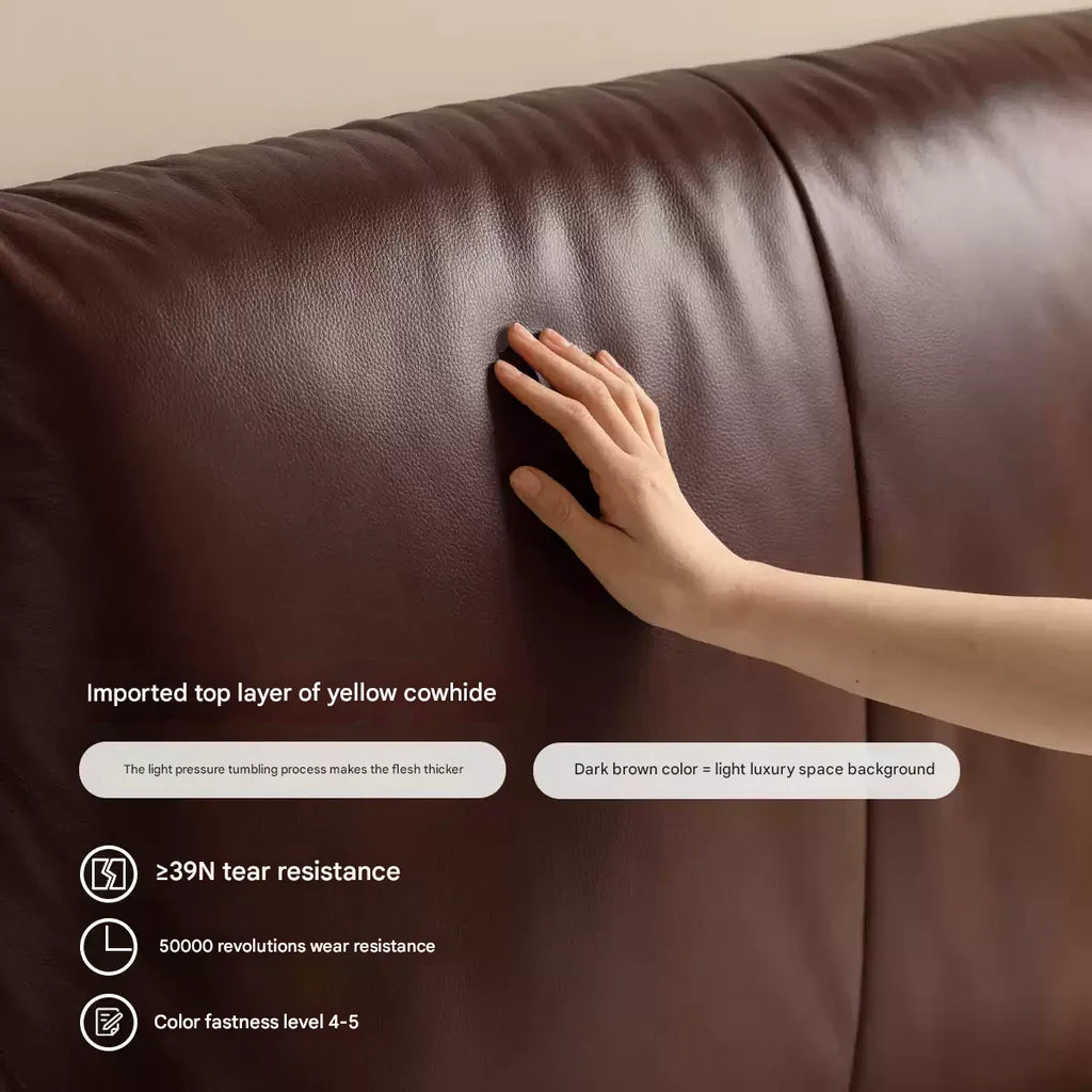 Leather Italian Light Luxury Brown Double Bed