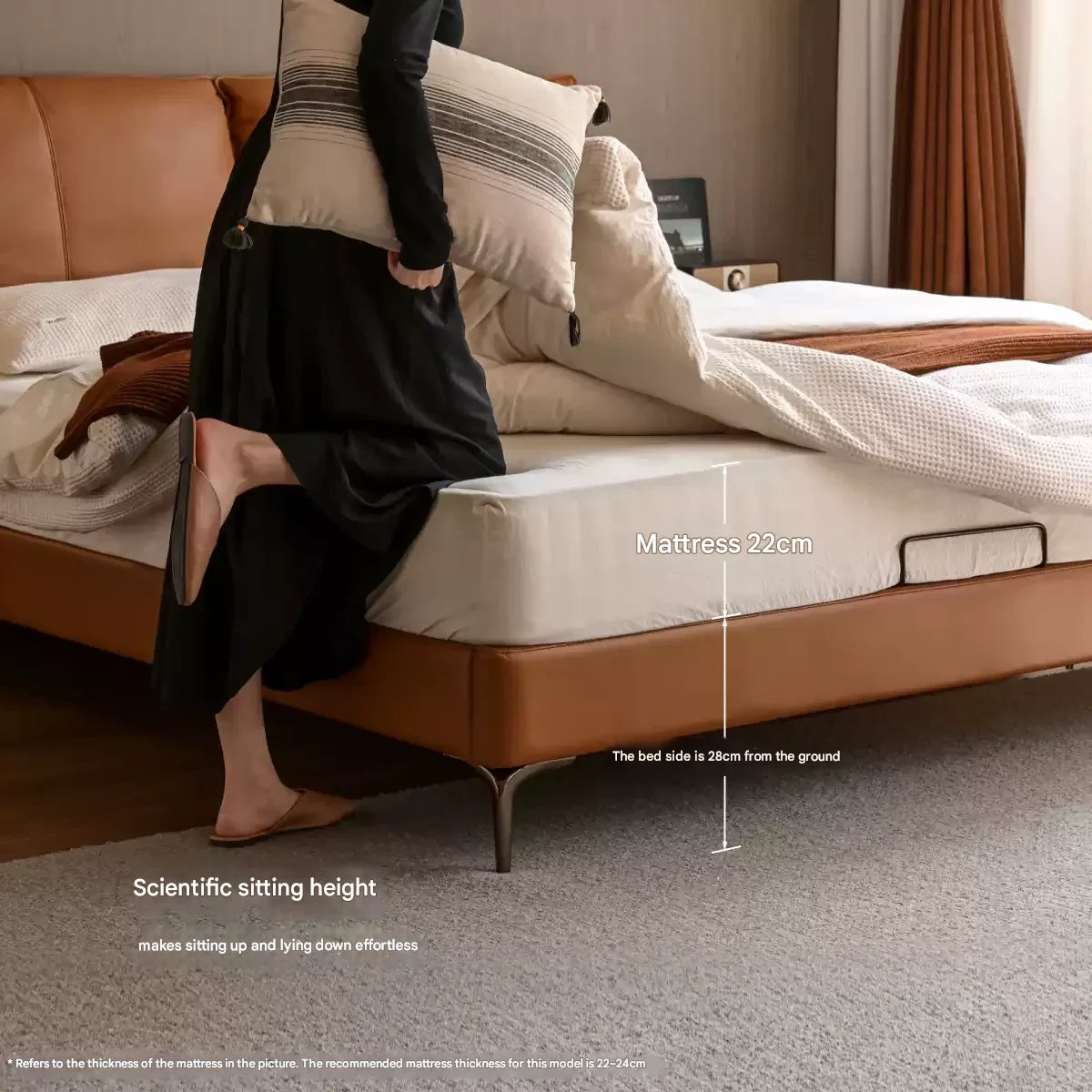 Leather Light Luxury Soft Leaning Bed