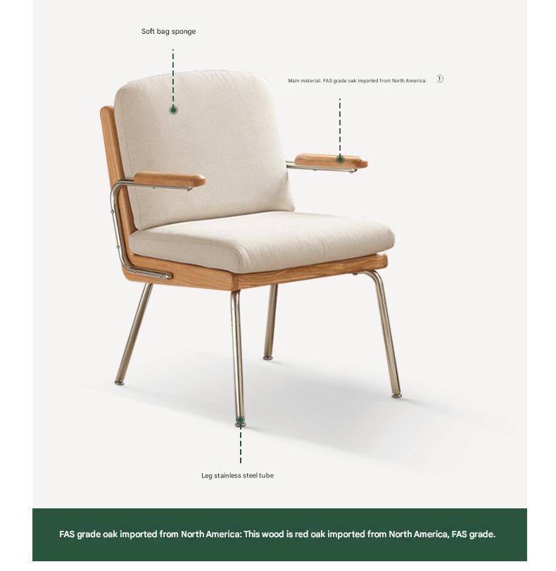 Oak Solid Wood Modern Minimalist Soft Office Chair