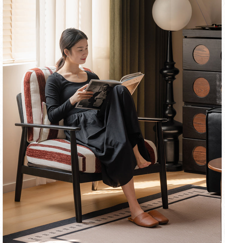 Oak Solid Wood French Retro Single Chair