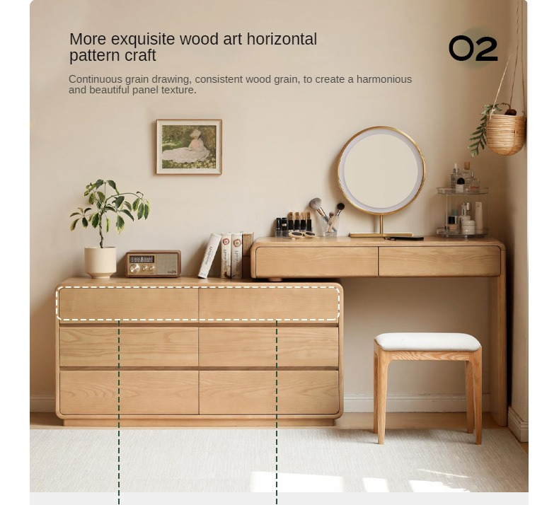 Ash Solid Wood Telescopic Dressing Table-USA