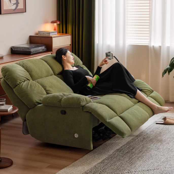 Fabric Reclining and Rocking Double Leisure Chair