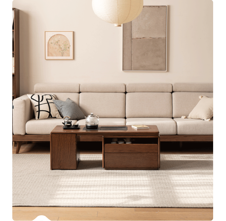 Oak, Black Walnut Solid Wood Telescopic Tea Table