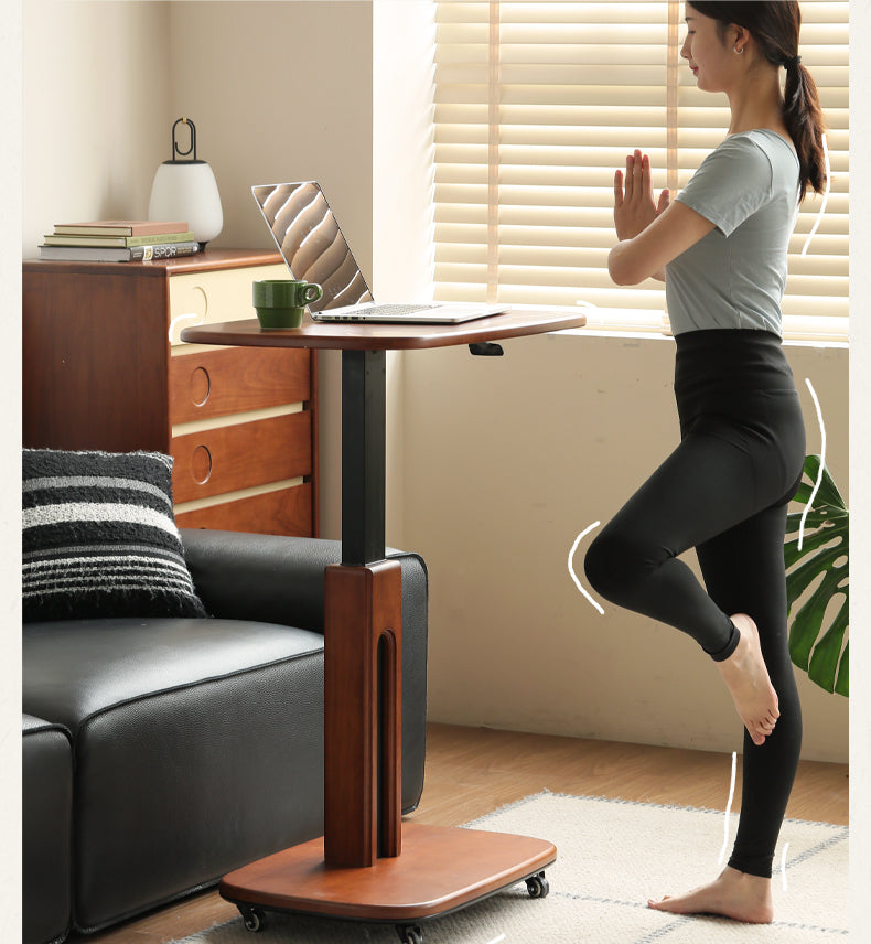 Poplar Solid Wood Lifting Medieval Style Side Table