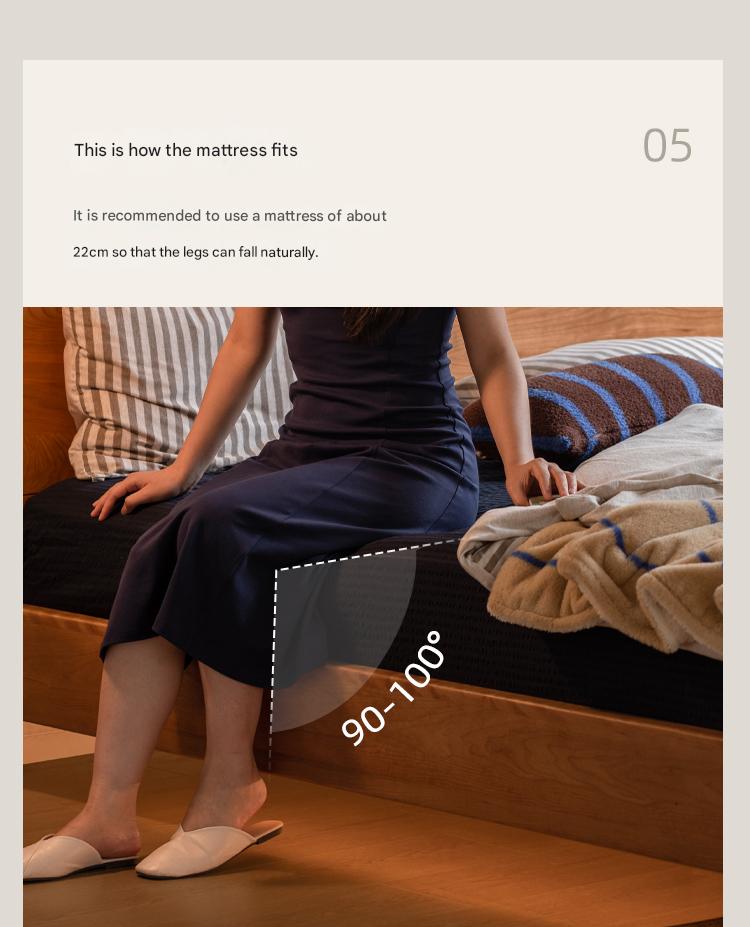 Cherry Solid Wood Modern Multifunctional Night Light Double Bed