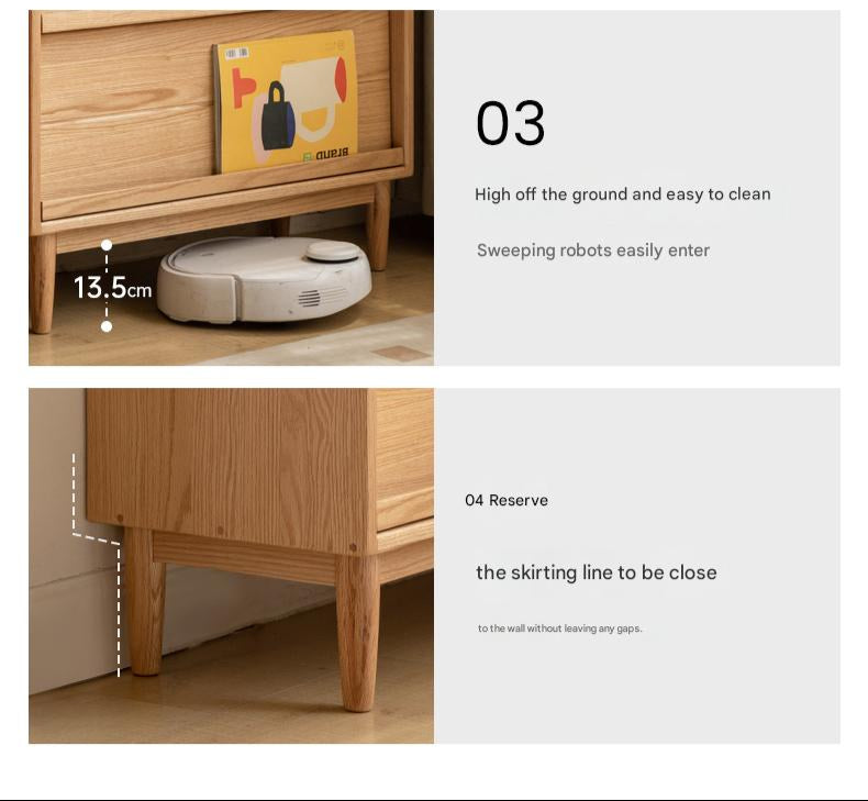 Oak Solid Wood Flip Door Modern Side Cabinet