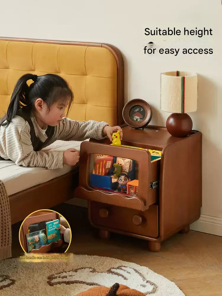 Poplar Solid Wood Children's with Lights Nightstand