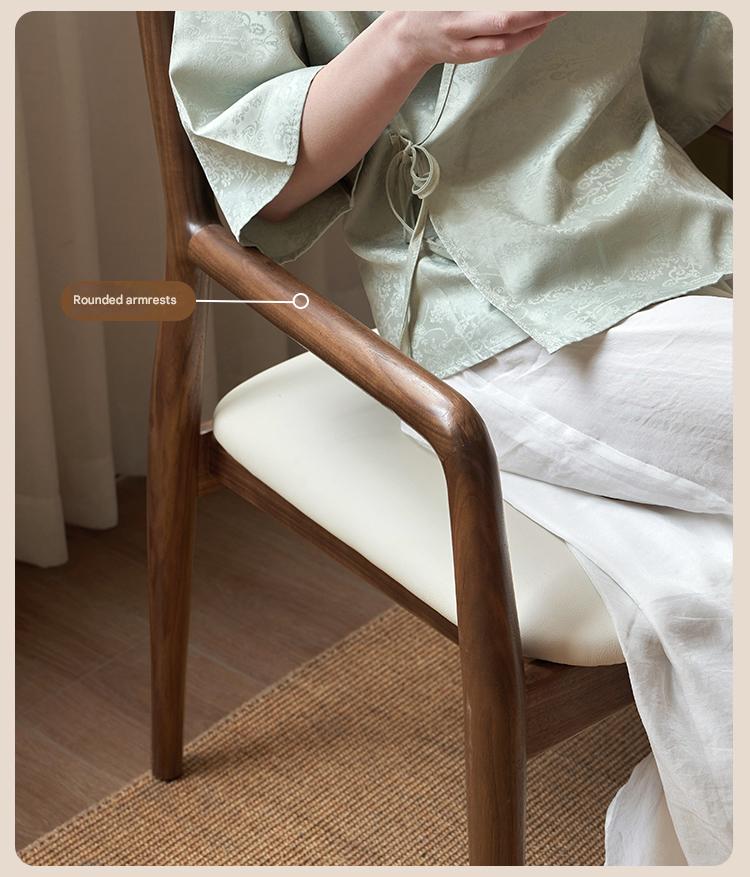 Black Walnut, Oak Solid Wood Retro Soft Pack Dining Chair