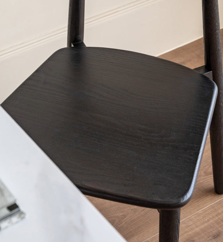 4 Pcs Oak Solid Wood Black Chair