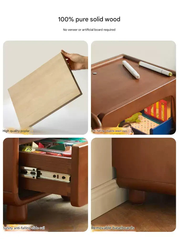 Poplar Solid Wood Children's with Lights Nightstand