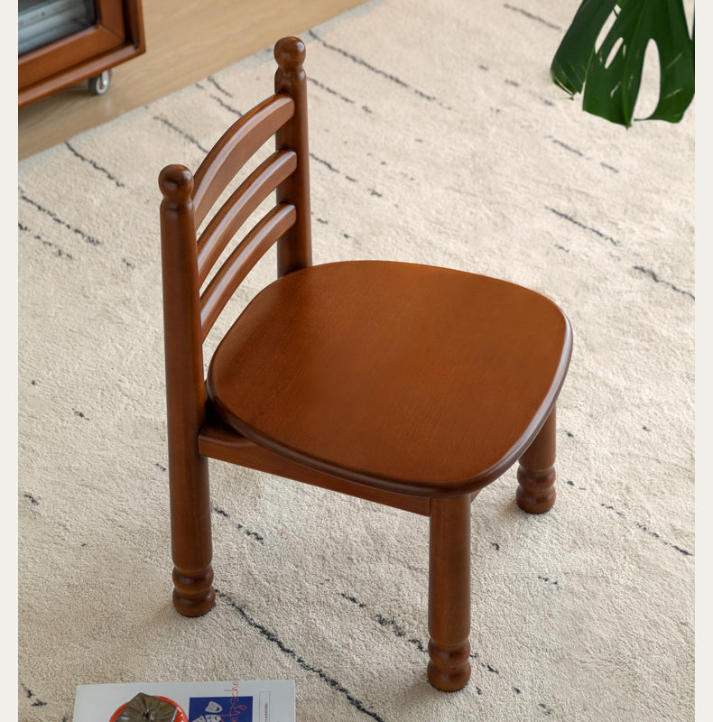 Beech Solid Wood Backrest Chair Medieval Style Soft Padded Chair