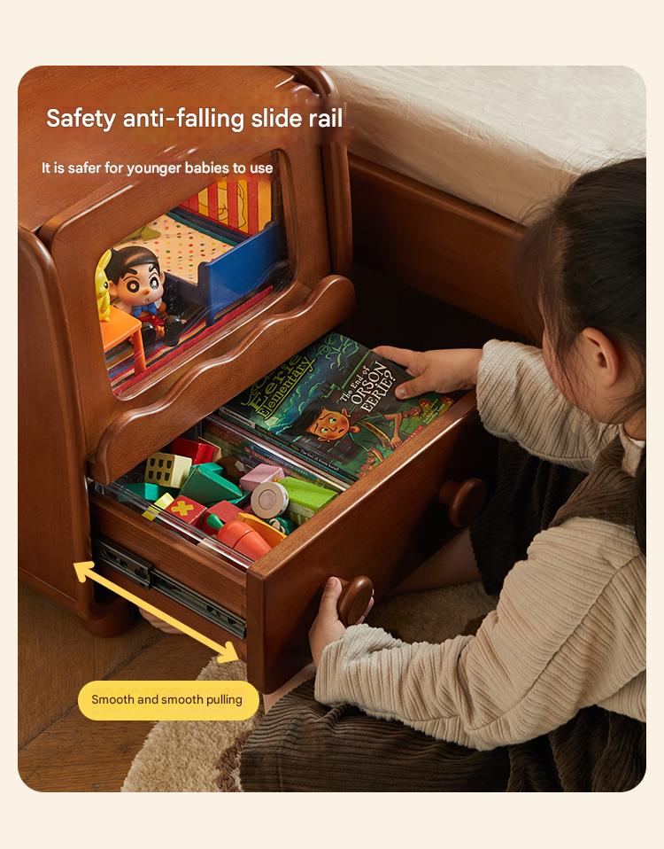 Poplar Solid Wood Children's with Lights Nightstand