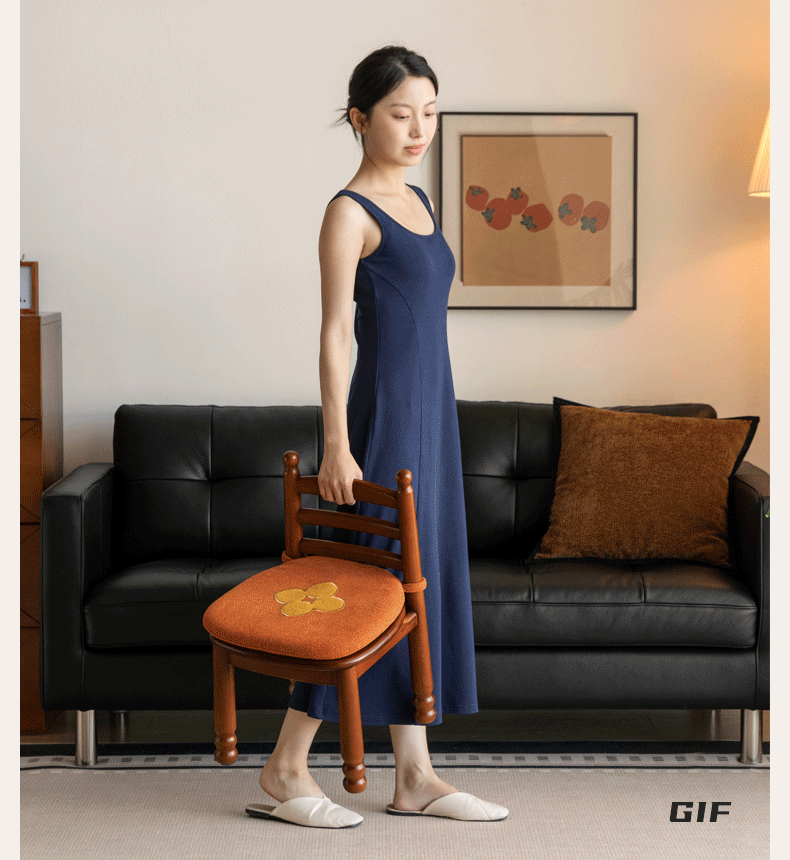 Beech Solid Wood Backrest Chair Medieval Style Soft Padded Chair