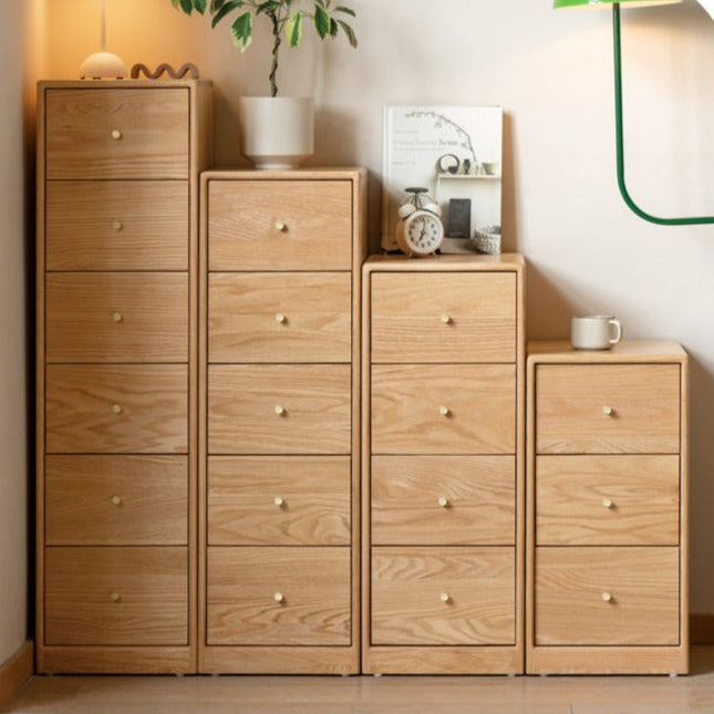 Oak Solid Wood Side Cabinet, Multi-Functional Storage-USA