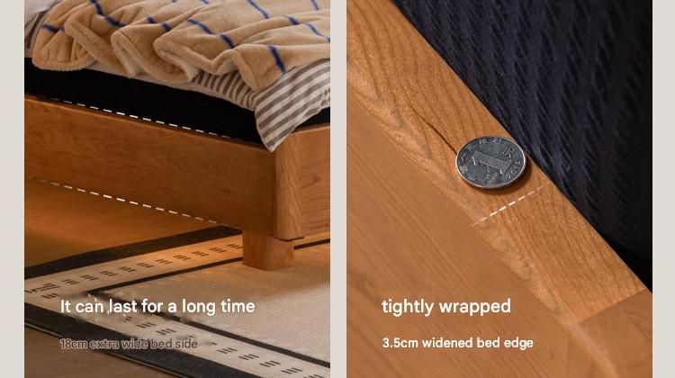 Cherry Solid Wood Modern Multifunctional Night Light Double Bed