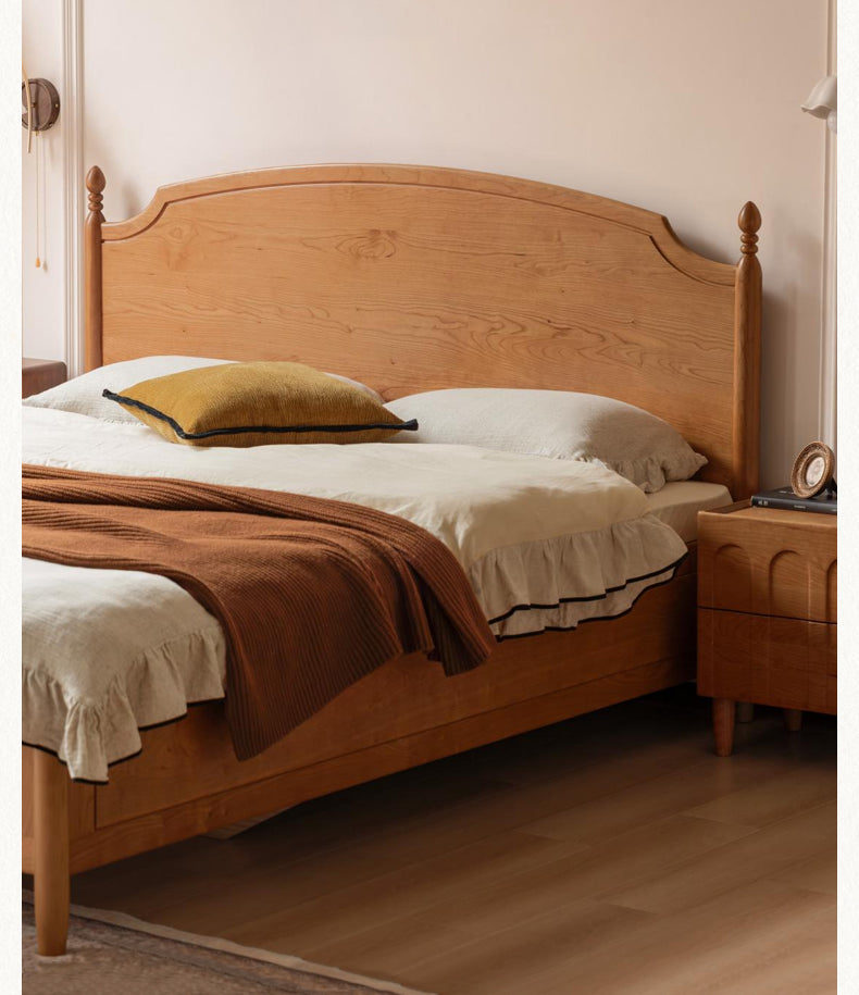 Cherry solid wood French retro storage bed