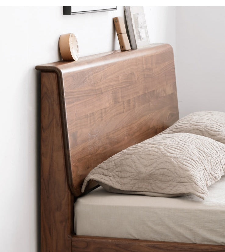 Black Walnut Solid wood bed Nordic modern
