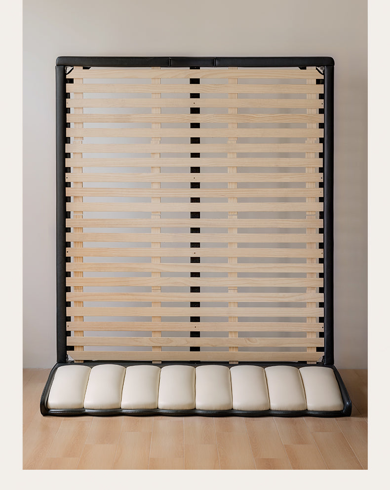 Ash Solid Wood Genuine Leather French Retro Art Bed