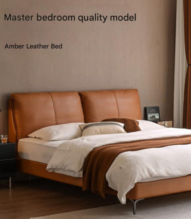 Leather Light Luxury Soft Leaning Bed