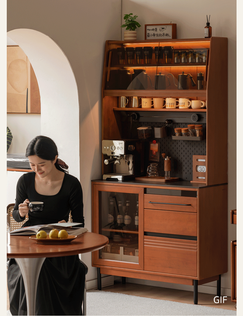 Poplar Solid Wood Antique Style Rock Board Buffet