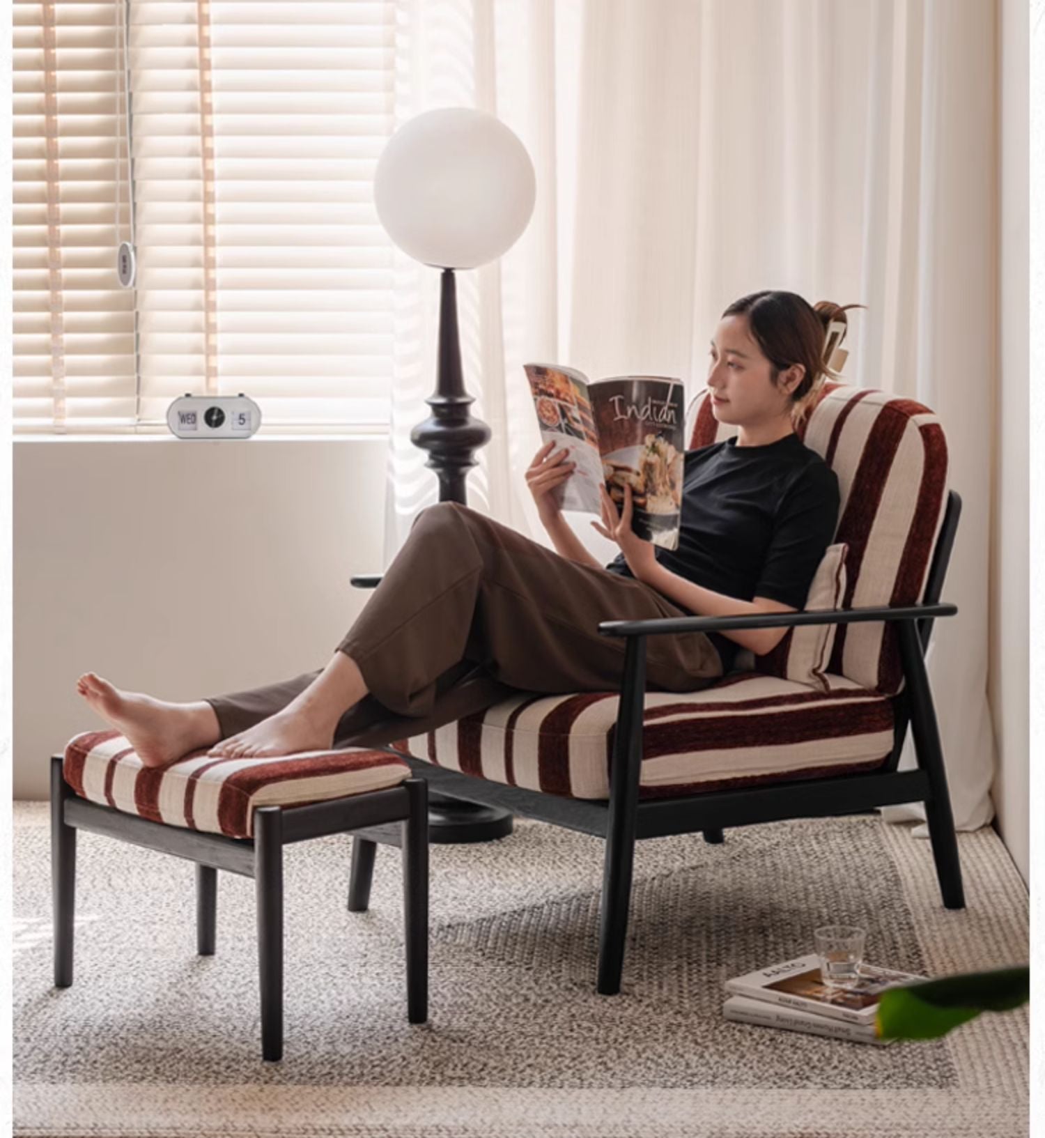 Oak Solid Wood French Retro Single Chair