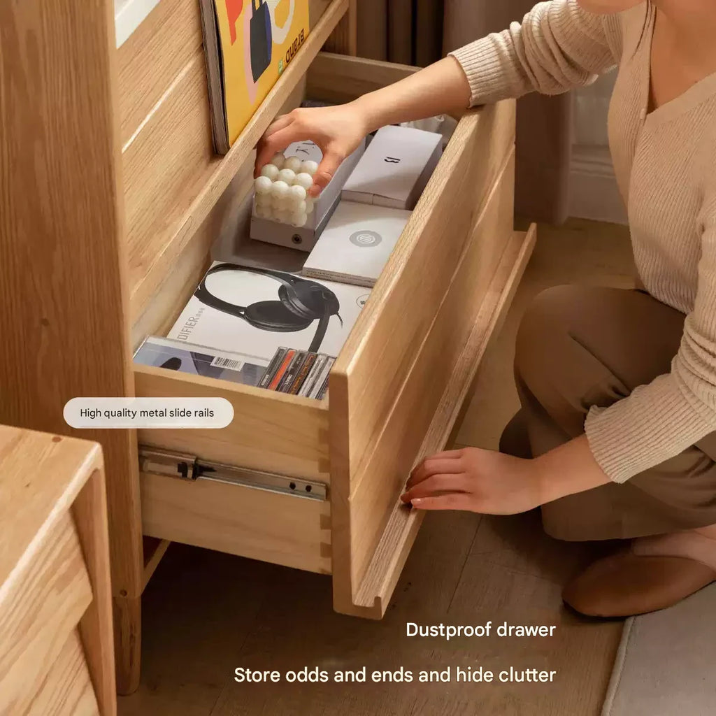 Oak Solid Wood Flip Door Modern Side Cabinet