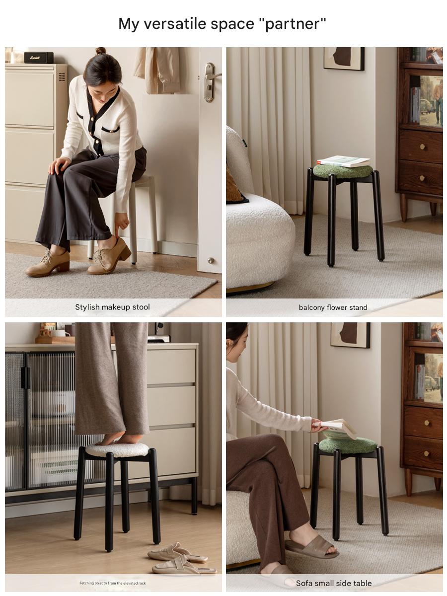 Solid Rubberwood Modern Stacking Stool