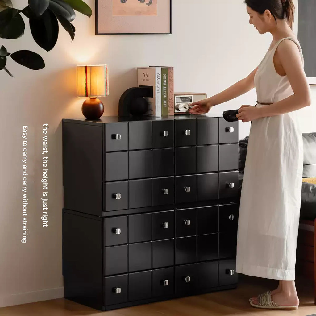 Solid Rubberwood Modern Modular Drawer Cabinet