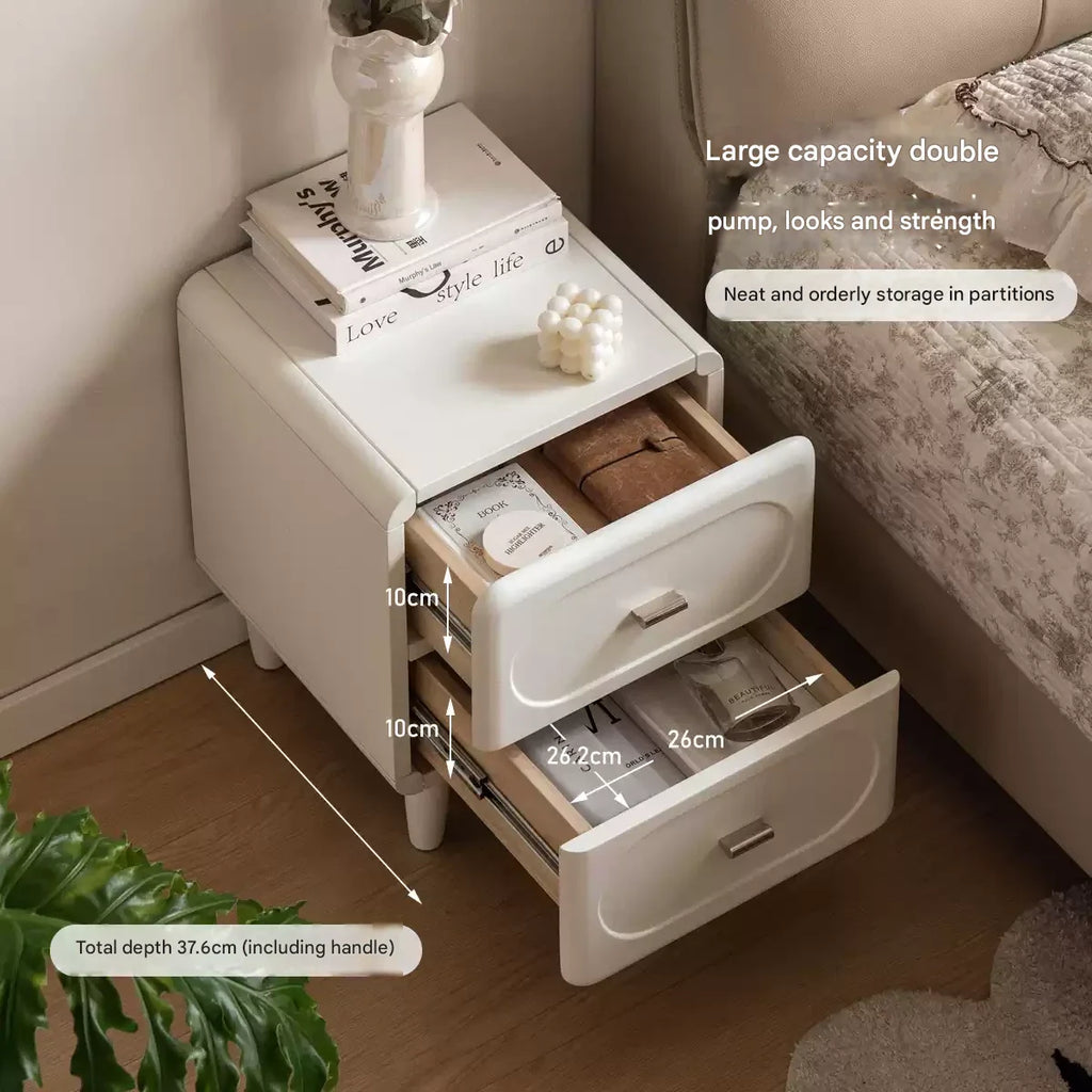 Solid Rubberwood French Cream Nightstand